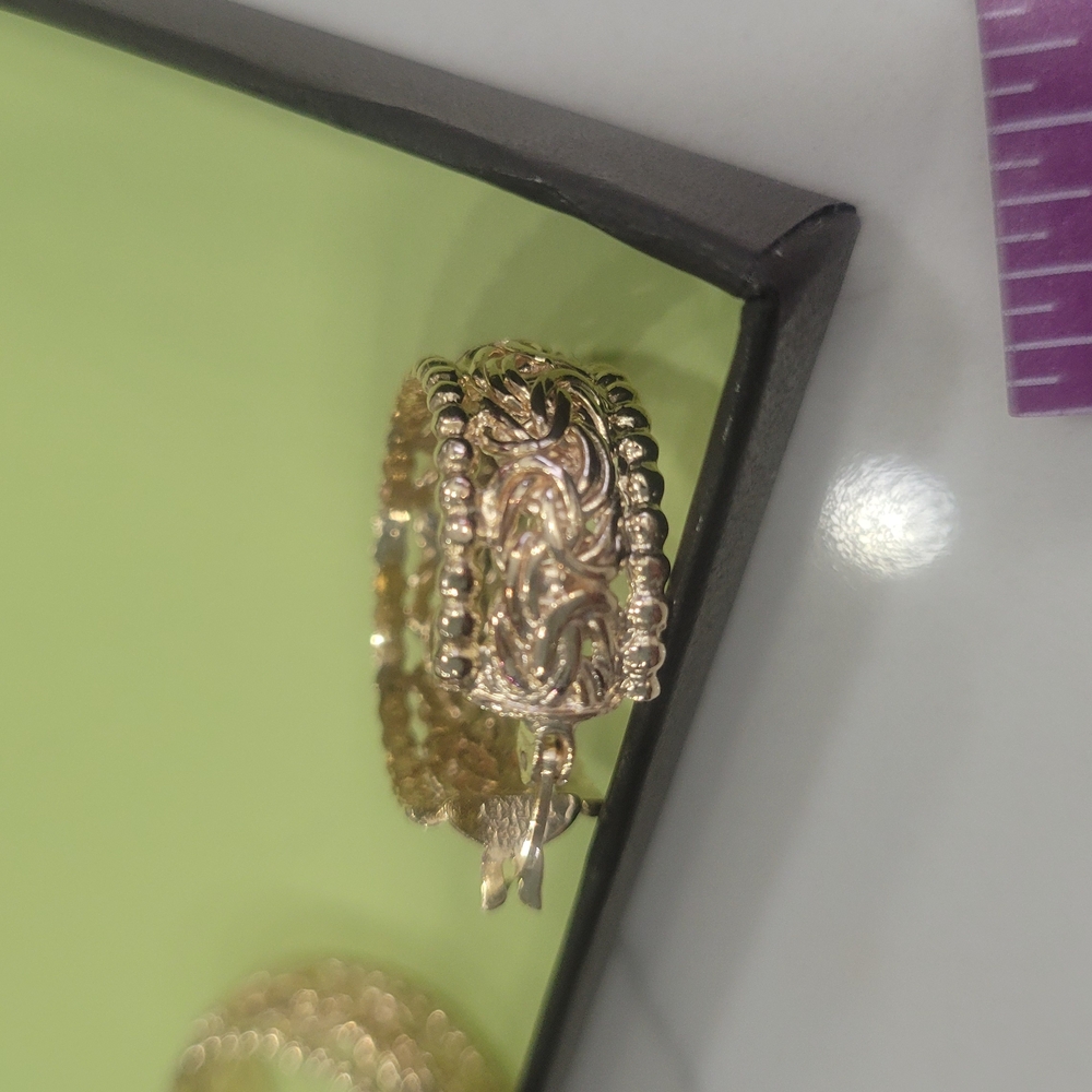 Ross Simon Sterling Silver Gold Plated Textured Statement Earrings - Picture 6 of 6